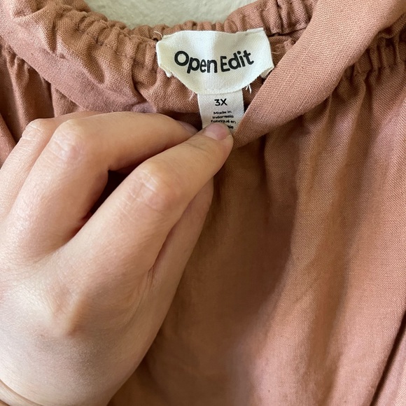 OPEN EDIT LINEN CROP BLOUSE - Picture 3 of 5